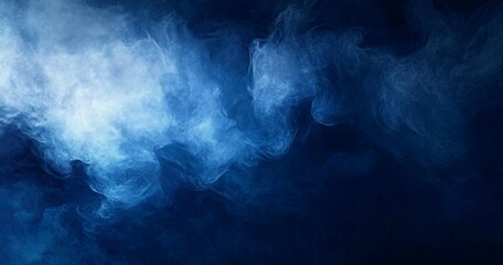 Abstract Dark Blue Water Texture Background with Fog and Smoke in Watercolor Style, Top-Down View, Ideal for High-Resolution Web Banner or Poster Design