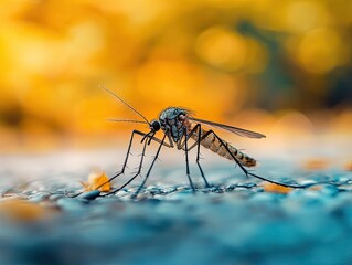 Mosquito isolated on autumn background