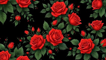 Fototapeta premium Colorful Roses Flowers Digital Painting Beautiful Abstract Blossoms Background Graphic Design