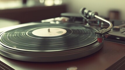 Vinyl Record Player Closeup
