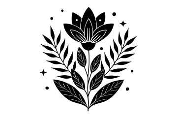 Minimalist Botanical Vintage Line Art Vector Illustration