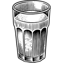 Hand drawn Glass of Milk Sketch Illustration Engraving Woodcut Vintage Style