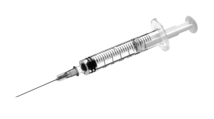 Injection with a syringe isolated on white background