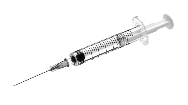 Injection with a syringe isolated on white background