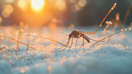 Mosquito isolated on winter background