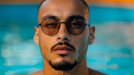 Fototapeta premium Man Participating Triathlon Man With Pea