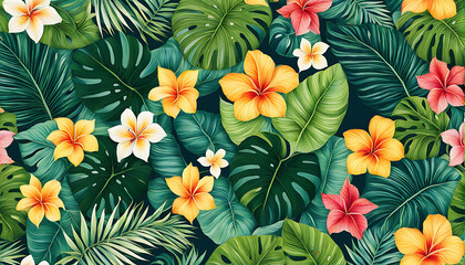 Tropical Leaves and Flowers