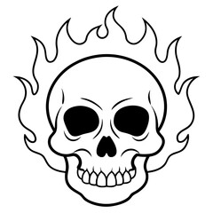 Realistic Skull with fire around and on it 