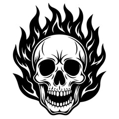 Realistic Skull with fire around and on it 