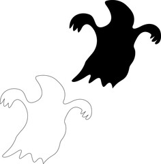 Ghost Icon. Halloween element Silhouette. Spooky shape.