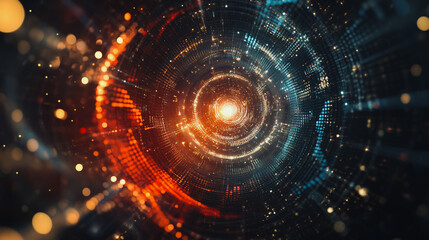 Fototapeta premium Abstract digital spiral line background electromagnetic wave background Innovation digital background information technology background The background is the background. gradient wave digital wave