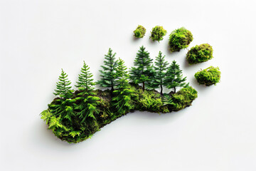 Eco-friendly footprint with lush green trees and moss, symbolizing environmental sustainability and conservation. Perfect for promoting eco-conscious initiatives. Generative AI