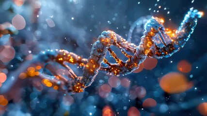Beautiful colored bright abstract futuristic scientific glowing dna helix - Powered by Adobe