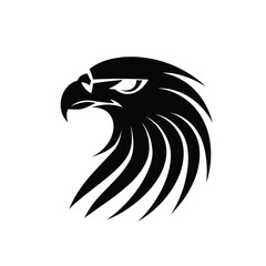Obraz premium Stylized black and white illustration of an eagle head with detailed feathers.