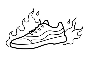 Fiery Running Shoes: Vector Silhouette Illustration