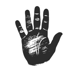 Fototapeta premium Black and white illustration of an open palm showcasing texture and detail.