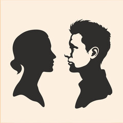 Silhouettes of a woman and a man facing each other.