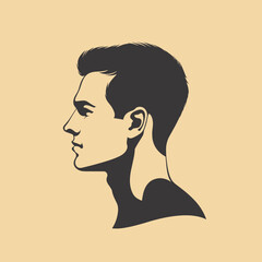 Illustration of a young man with short hair, profile view.