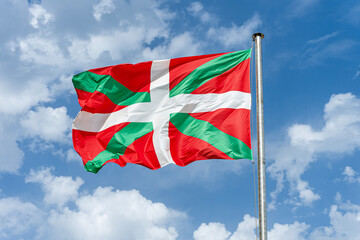 THE BASQUE COUNTRY FLAG WAVING.