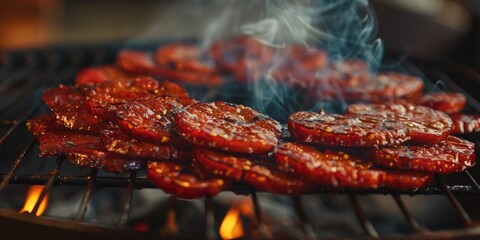Southern Chinese Sausage also known as Lap Cheong in Cantonese crafted from smoked seasoned pork meat and fat