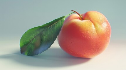 Peach in close-up with a white background generative ai