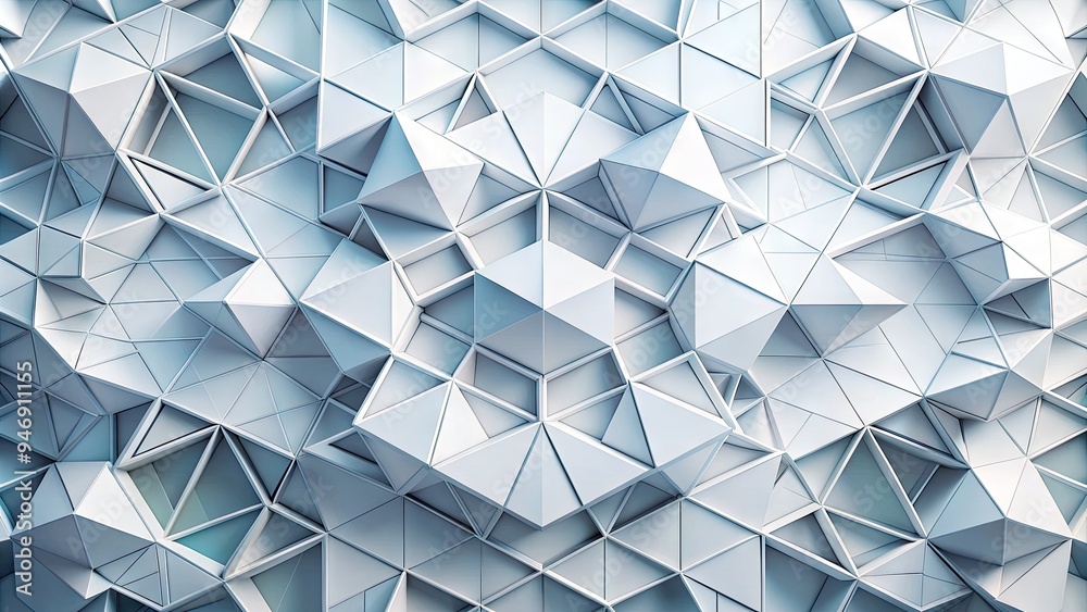 Wall mural geometric pattern of crisp white polygons overlapping and intersecting, creating a modern, abstract,