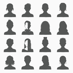 Silhouettes of diverse people against a light gray background, representing various genders, ages, and hairstyles.