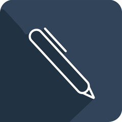 Obraz premium Minimalistic icon of a pencil on a dark blue background, ideal for writing or note-taking apps.