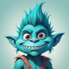 Colorful Troll Portrait Painting Cute Fantasy Character Graphic Banner Design
