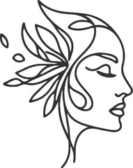 women line art luxury flower beauty skin care logo design
