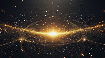 Obraz premium Abstract light explosion and network points, dot, earth's surface, digital background Innovation network points Earth's surface wave background digital wave information technology background