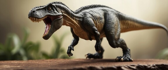 Fototapeta premium A Detailed Close-Up of a Tyrannosaurus Rex Dinosaur Toy