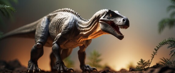 A Tyrannosaurus Rex Dinosaur Roaring in a Lush Prehistoric Setting