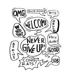 doodle cartoon bubble speak collection. bubble speech collection vector set in hand drawing style