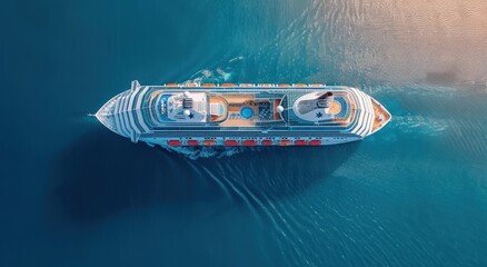 Naklejka premium Cruise Ship Sailing on the Ocean