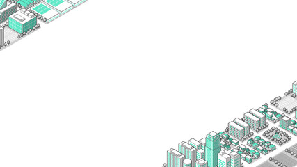 俯瞰から見た立体の街並みベクターイラスト