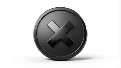 Obraz premium Modern minimalist matte black icon featuring a stylized multiplication symbol crossed with a circular shape, creating a bold and sleek corporate brand identity.