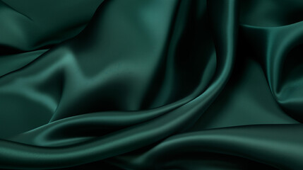 Obraz premium Rich Emerald Green Silk Fabric Close-up with Smooth Folds