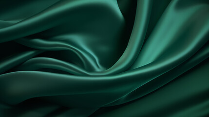 Fototapeta premium Elegant Emerald Green Silk Fabric with Intricate Folds
