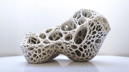 Obraz premium White Organic Abstract Sculpture with Interconnected Cavities