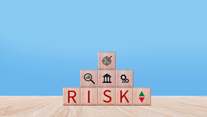 RISK concept, analyzing risk and opportunities to planning business via risk level indicator virtual rating low to high digital virtual, Risk management strategies concept.