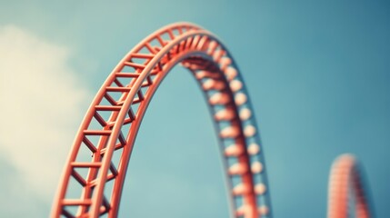 Red Rollercoaster Track Against a Blue Sky