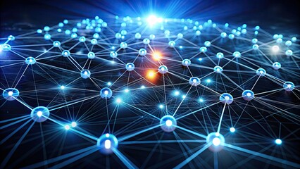 Sleek futuristic network visualization with glowing nodes and threads on a dark background, representing advanced digital forensic investigation and threat detection techniques.