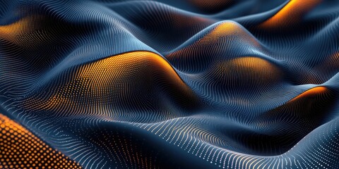 Naklejka premium Abstract Wavy Lines and Dots Pattern in Blue and Orange