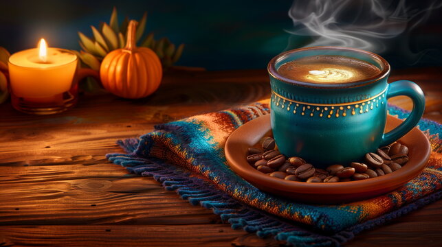 Traditional Andean api morado in clay mug07