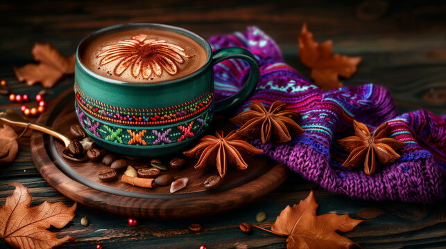 Traditional Andean api morado in clay mug03