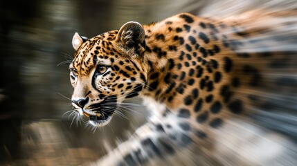 Fototapeta premium A Close-Up of a Leopard's Face with Blurry Background