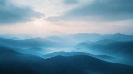 Obraz premium Misty Blue Mountains at Sunset