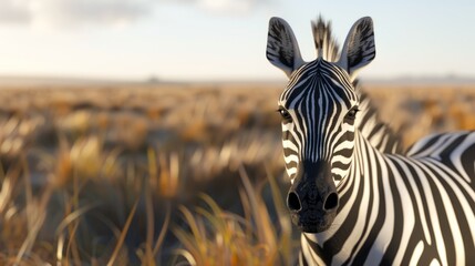 Zebra with natural landscape generative ai