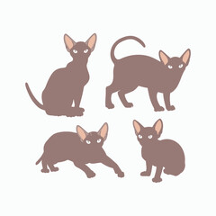 Sphynx Cat Silhouette Vector Set Animals Illustration Template